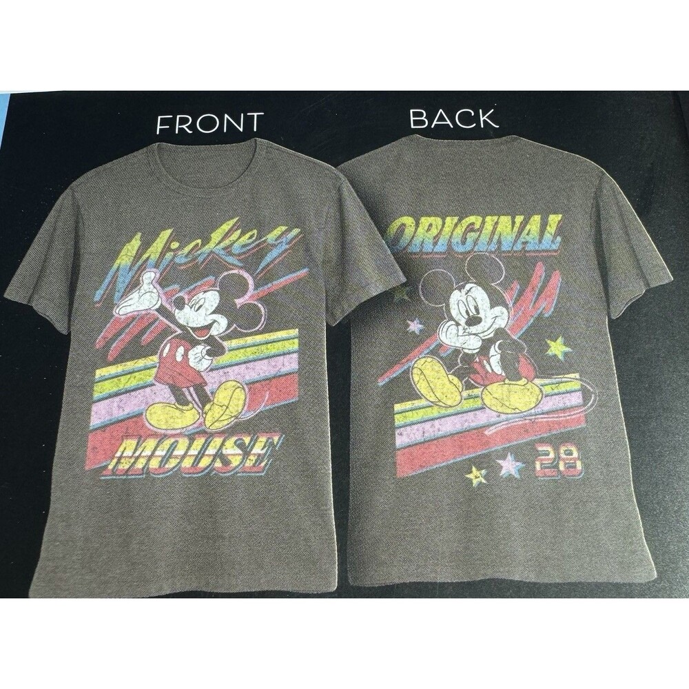 Mickey Mouse Kids Small 6/7 T-Shirt Disney Character Gray Tee Retro New
